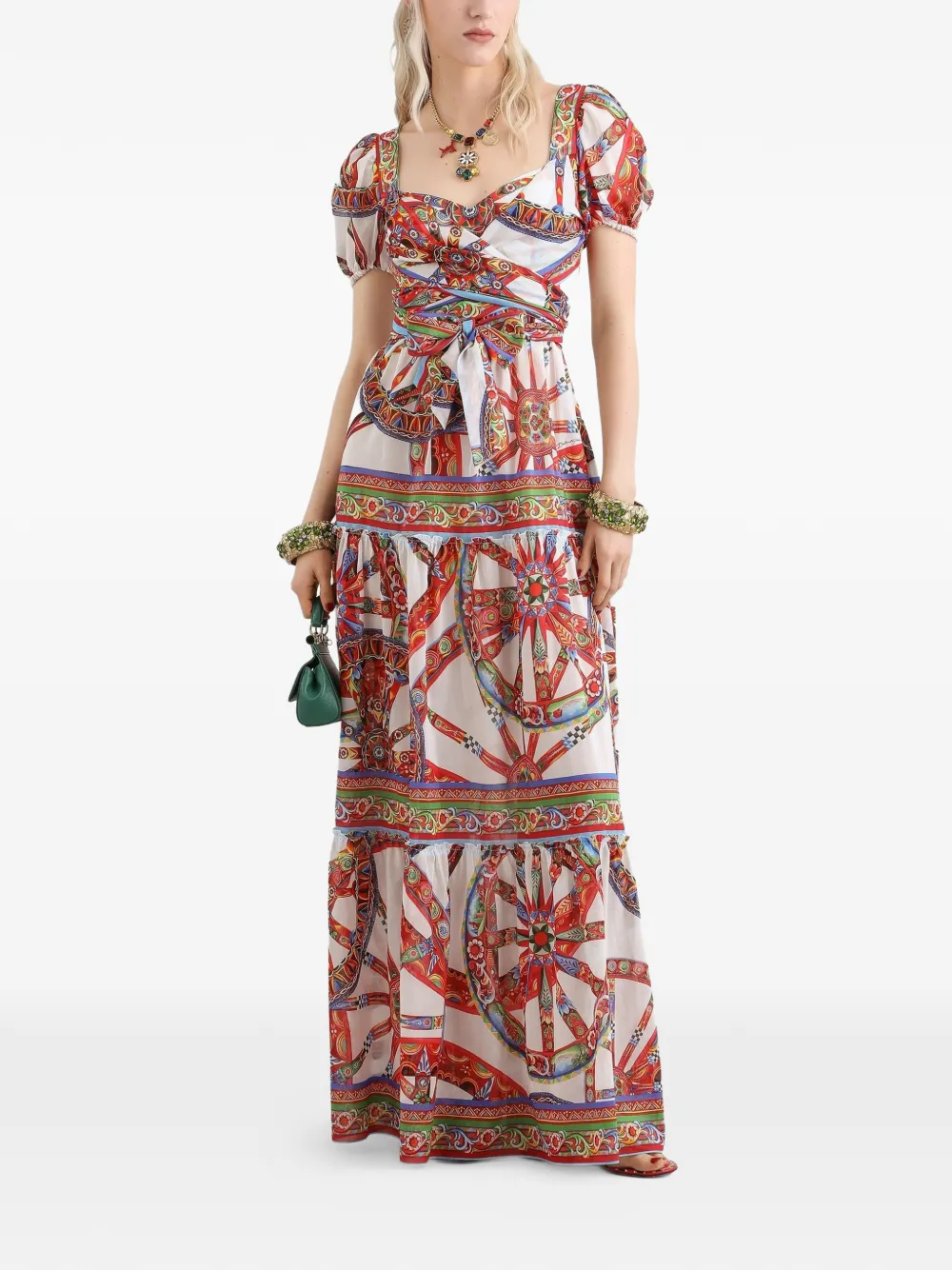 Dolce & Gabbana Maxi-jurk met Carretto-print Zwart