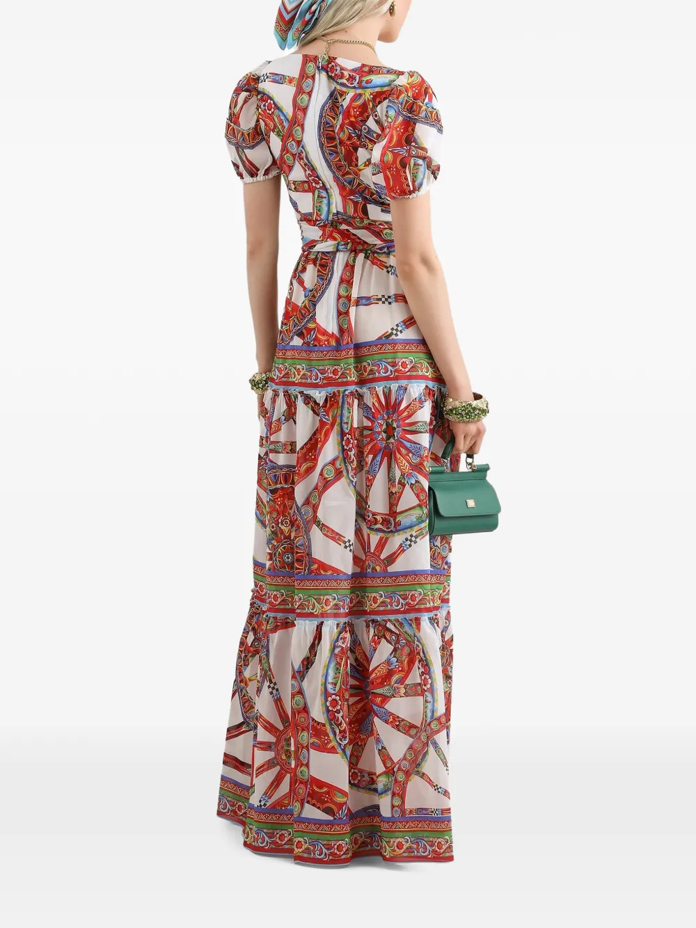 Dolce & Gabbana Maxi-jurk met Carretto-print Zwart