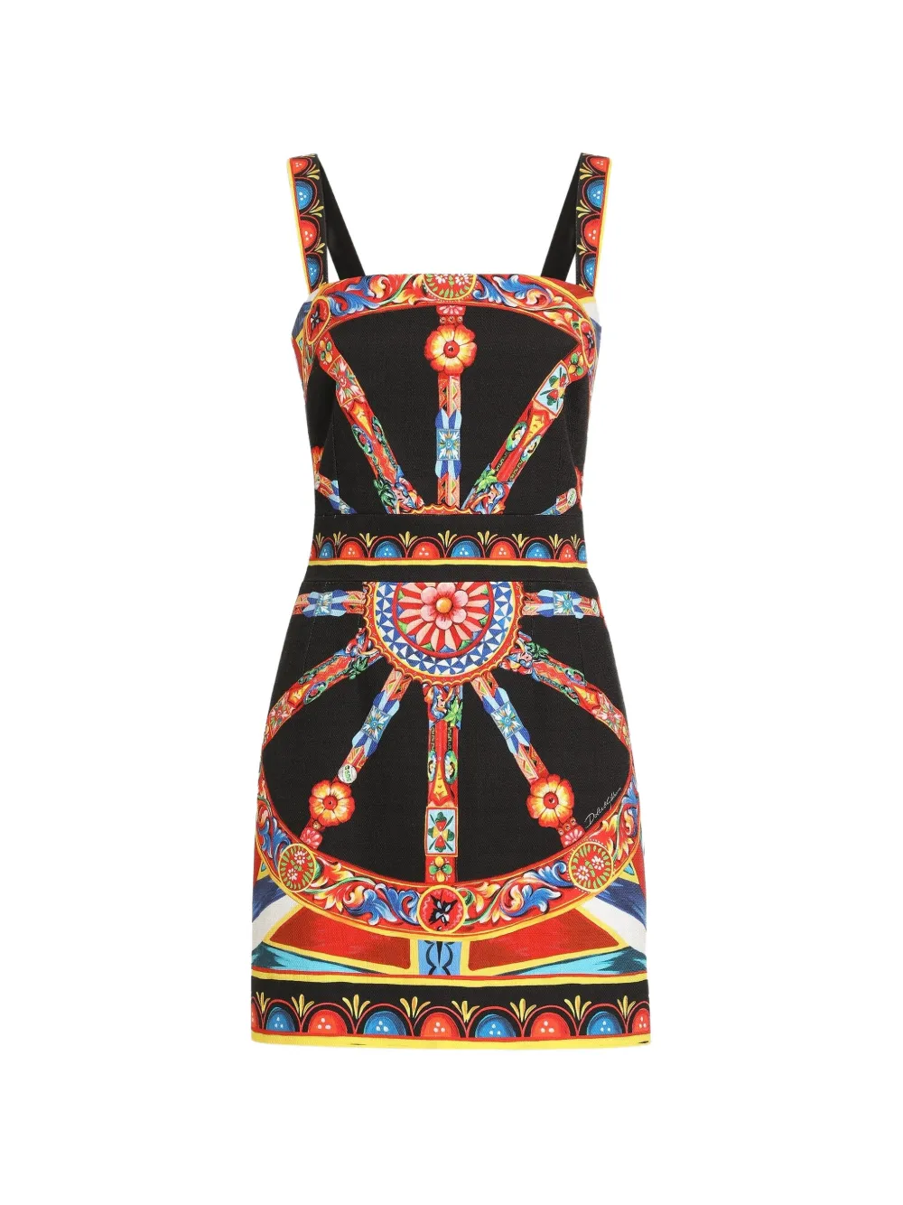 Dolce & Gabbana Abito corto in tessuto con stampa Carretto - Nero
