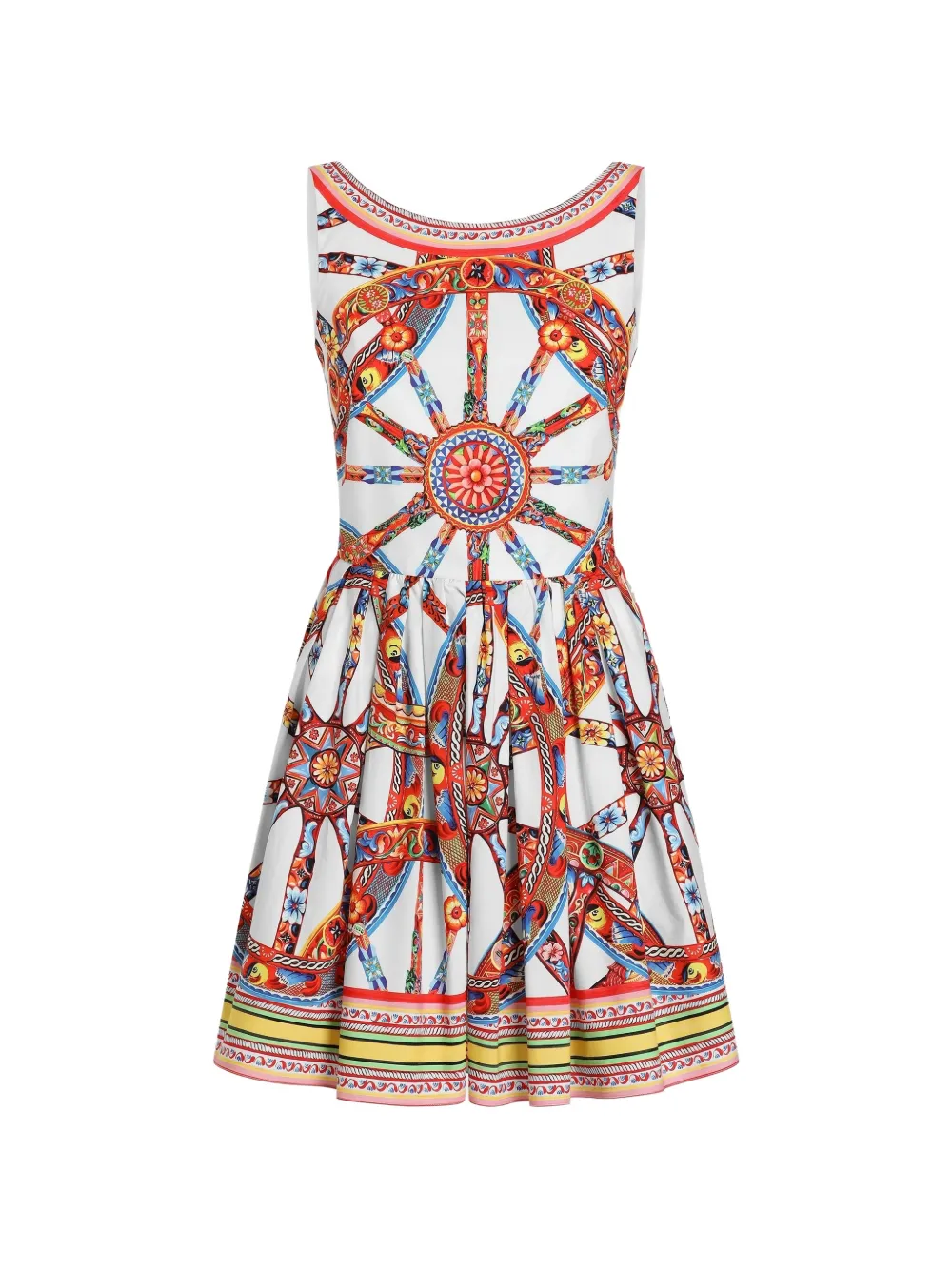 Dolce & Gabbana Abito midi in popeline con stampa Carretto - Bianco