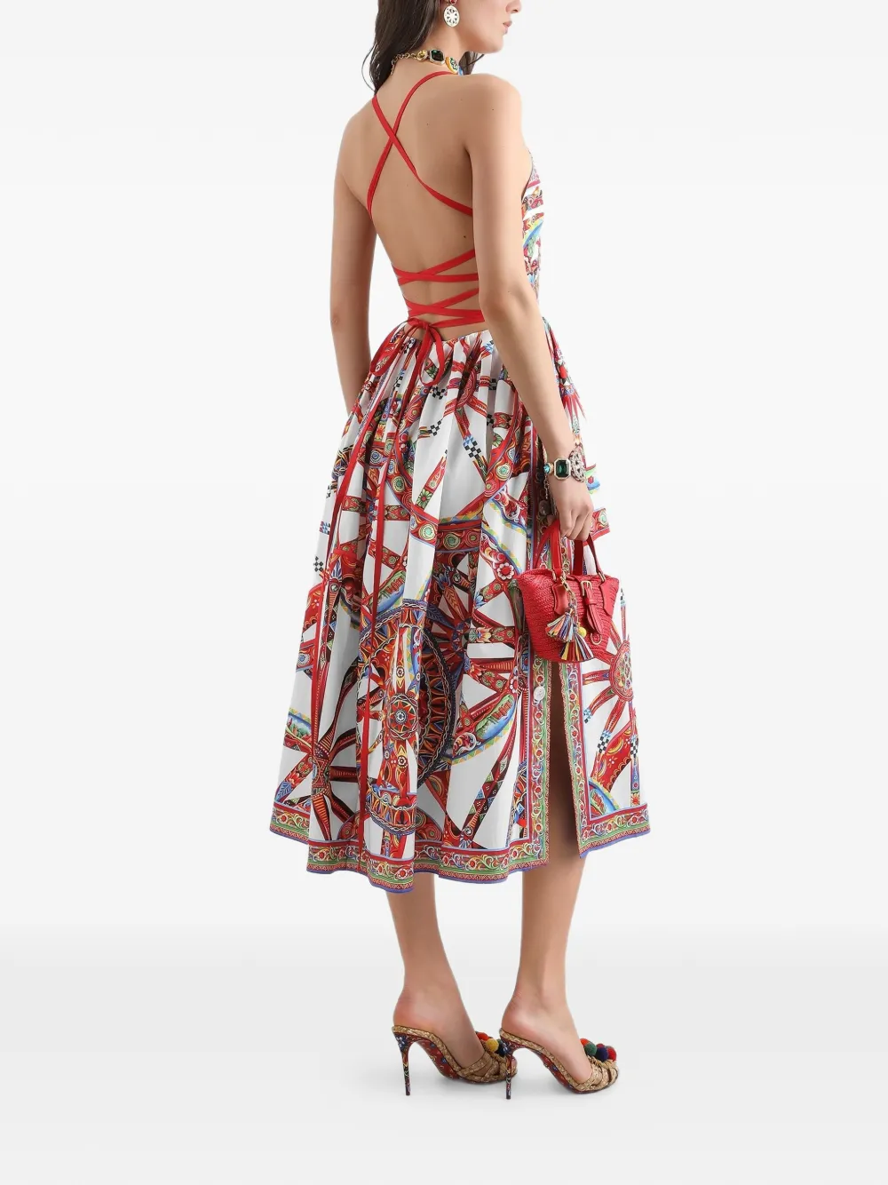 Dolce & Gabbana Popeline jurk met print Wit