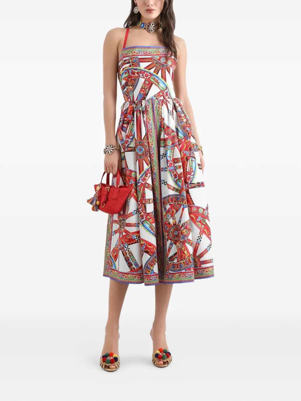 Dolce & Gabbana Popeline jurk met print Wit