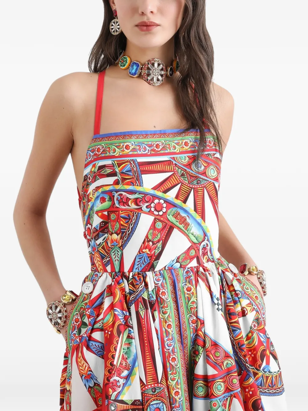 Dolce & Gabbana Popeline jurk met print Wit