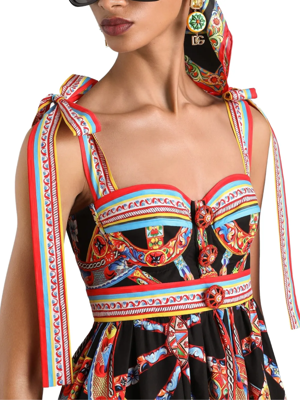 Dolce & Gabbana Popeline jurk met print Zwart