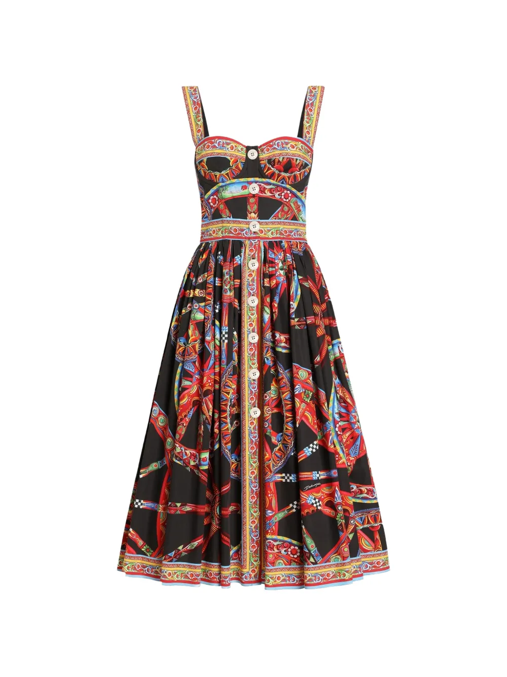 Dolce & Gabbana Carretto-print poplin long dress - Black