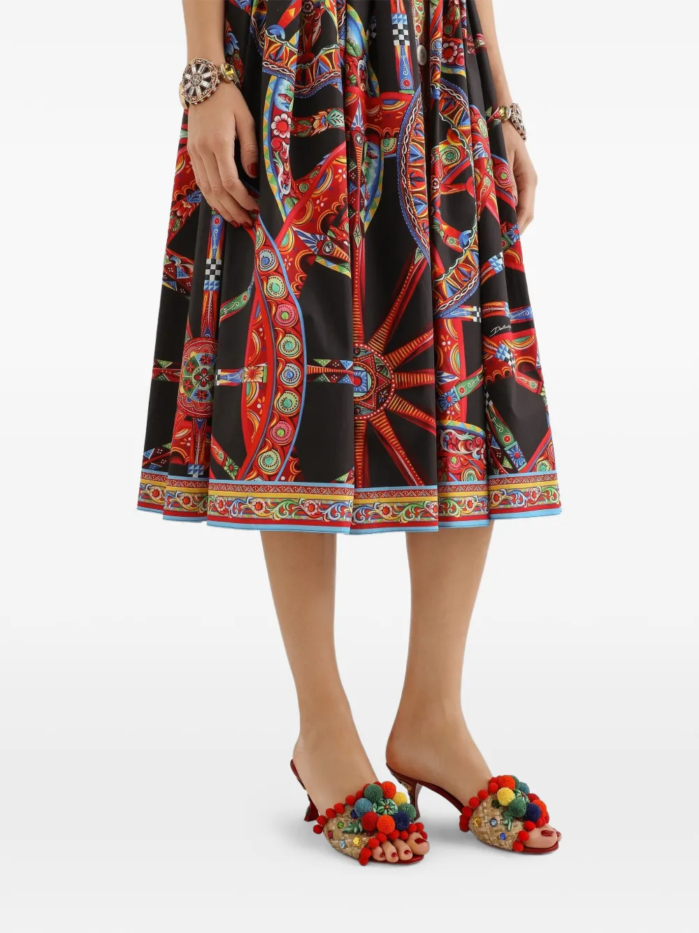 Dolce & Gabbana Popeline maxi-jurk met Carretto-print Zwart