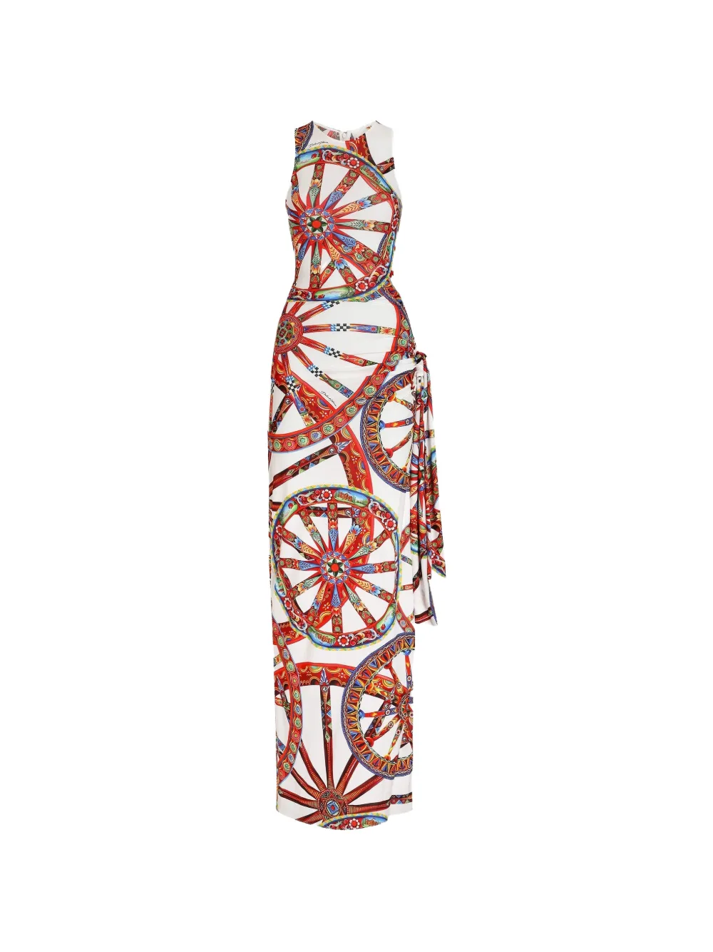 Dolce & Gabbana Kleid aus Viskose-Jersey mit Carretto-Print - Weiß