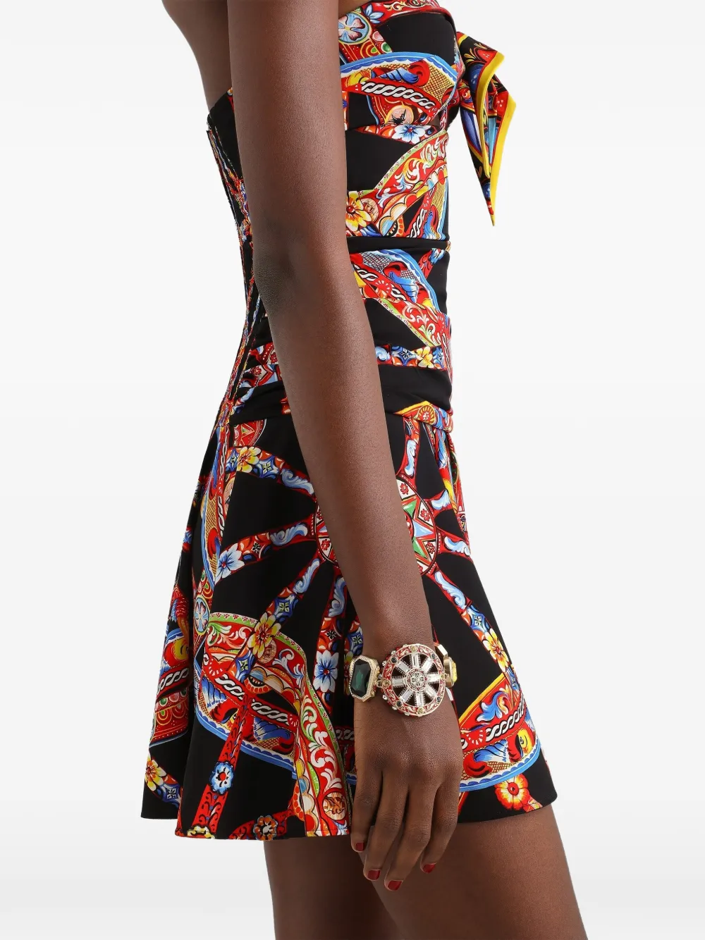 Dolce & Gabbana Charmeuse mini-jurk met Carretto-print Zwart