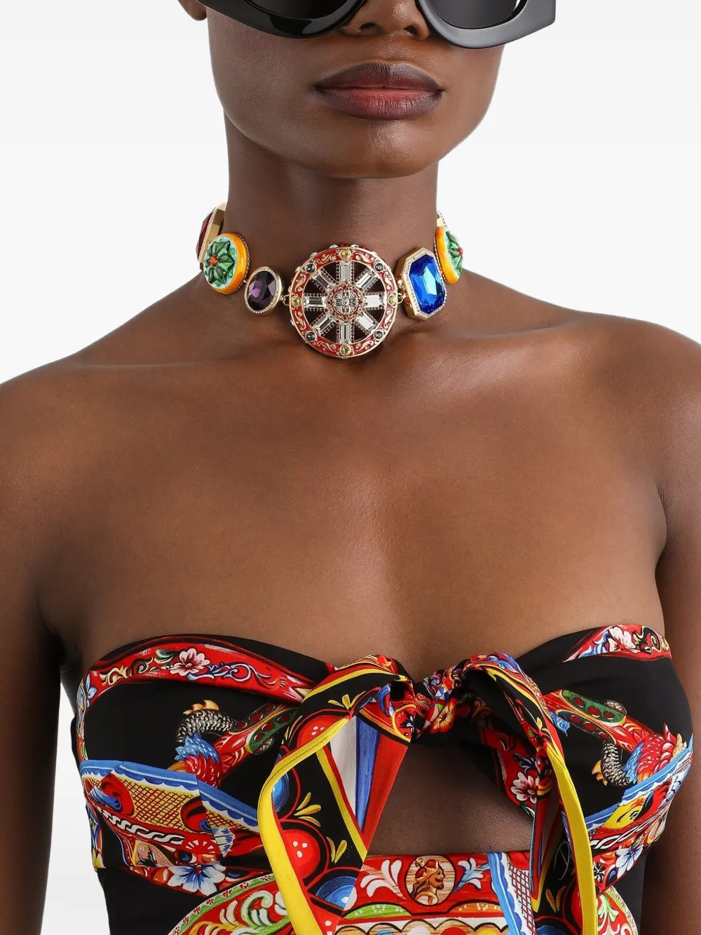 Dolce & Gabbana Charmeuse mini-jurk met Carretto-print Zwart