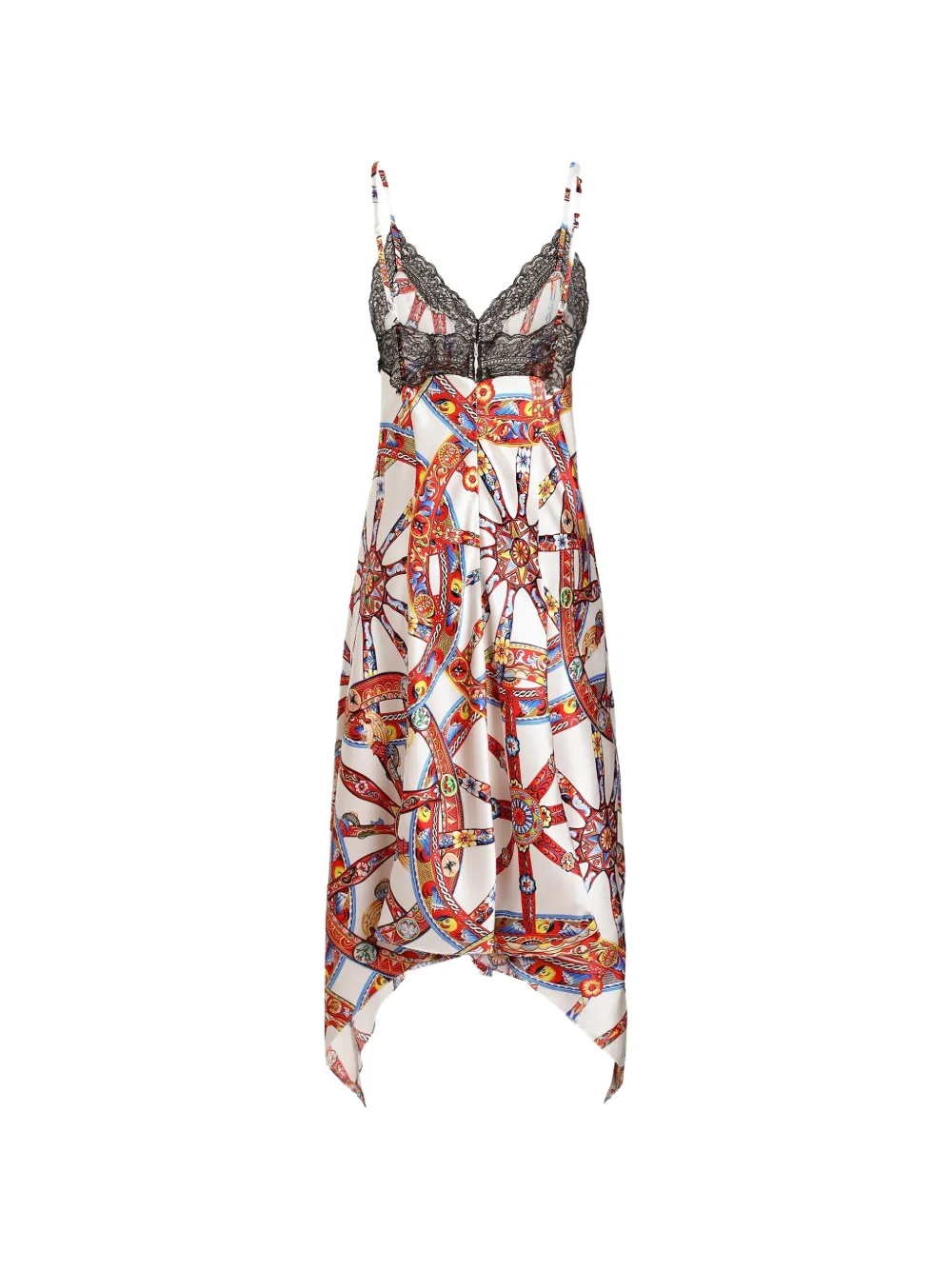 Dolce & Gabbana Zijden satijnen jurk met Carretto-print Wit