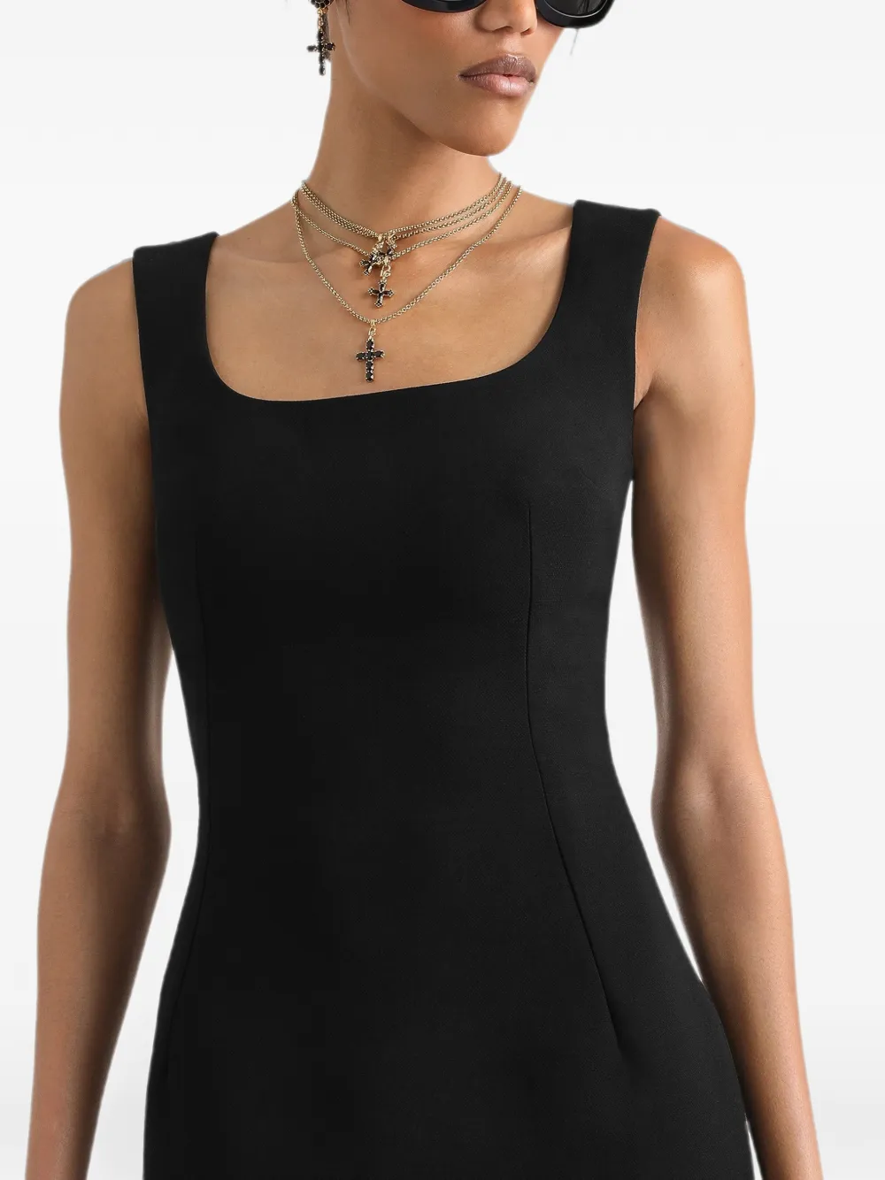 Dolce & Gabbana Wollen crêpe midi-jurk Zwart