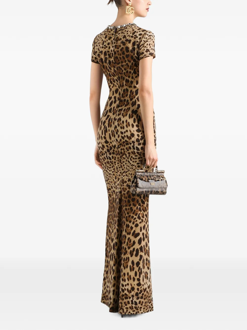 Dolce & Gabbana Charmeuse jurk met luipaard-print Beige