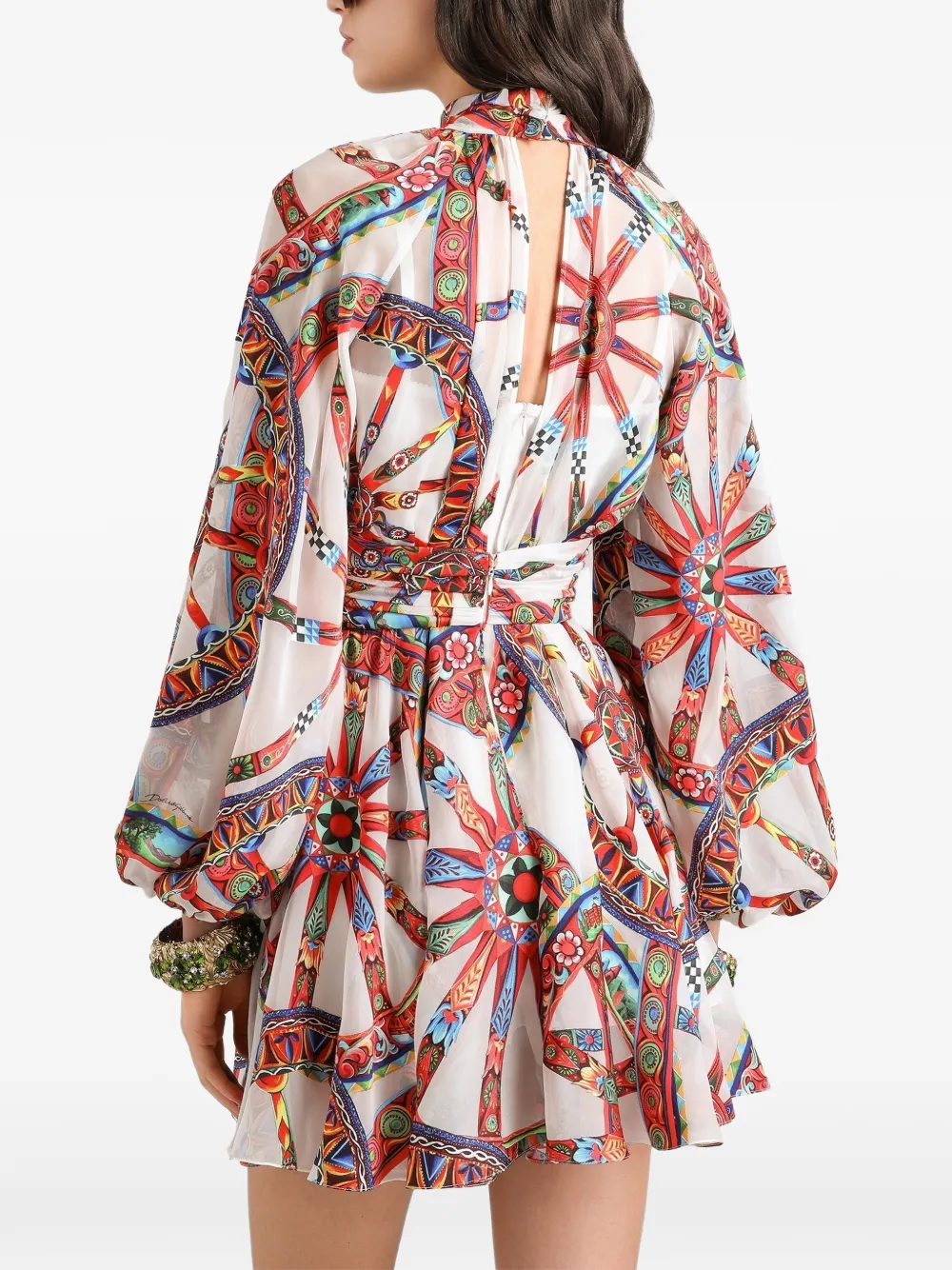Dolce & Gabbana Twill jurk met Carretto-print Wit
