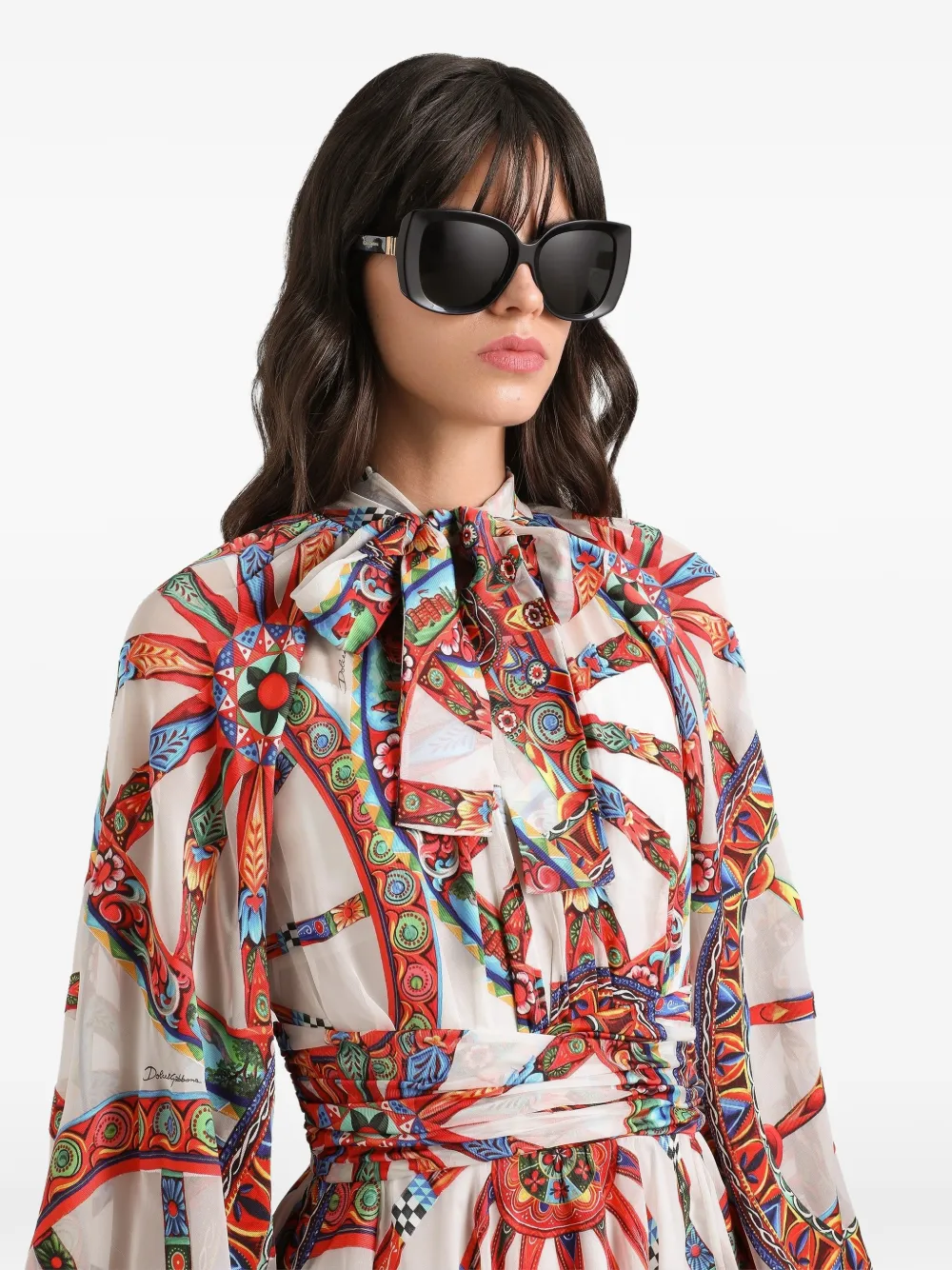 Dolce & Gabbana Twill jurk met Carretto-print Wit