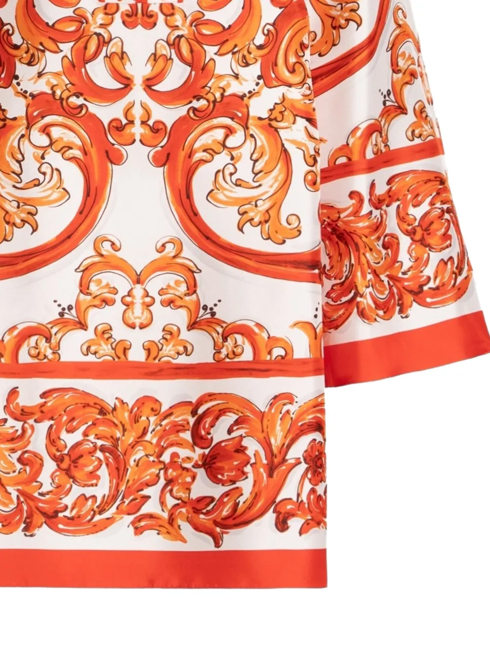Dolce & Gabbana Zijden-satijnen midi-jurk met barokprint Wit