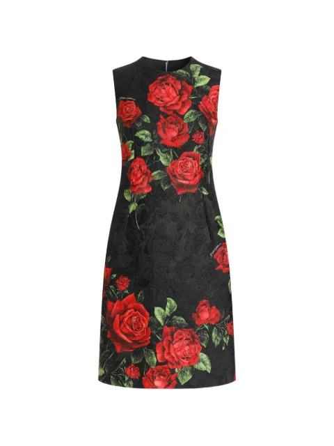 Dolce & Gabbana rose-print brocade mini dress