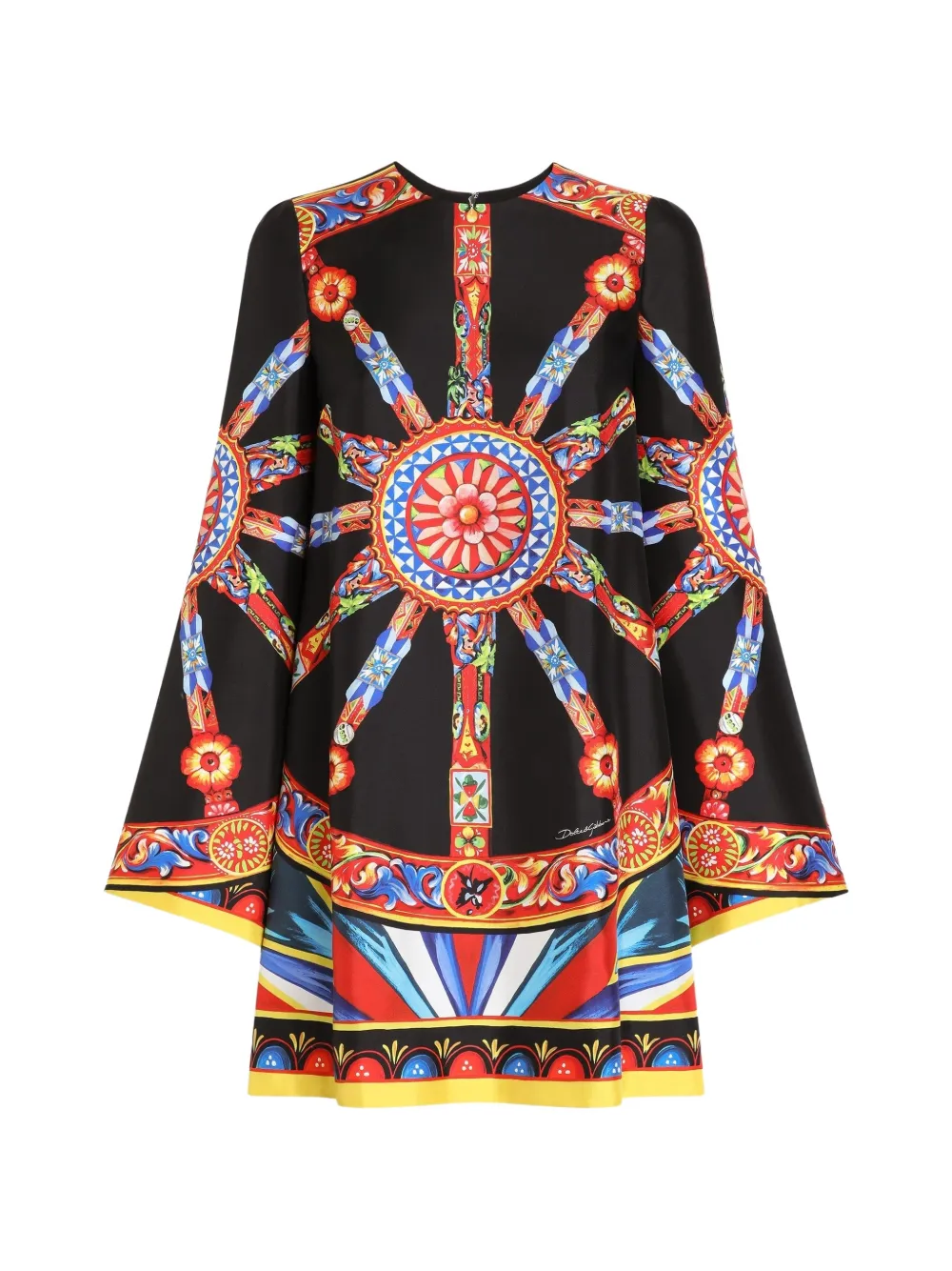Dolce & Gabbana Abito in twill con stampa Carretto - Nero