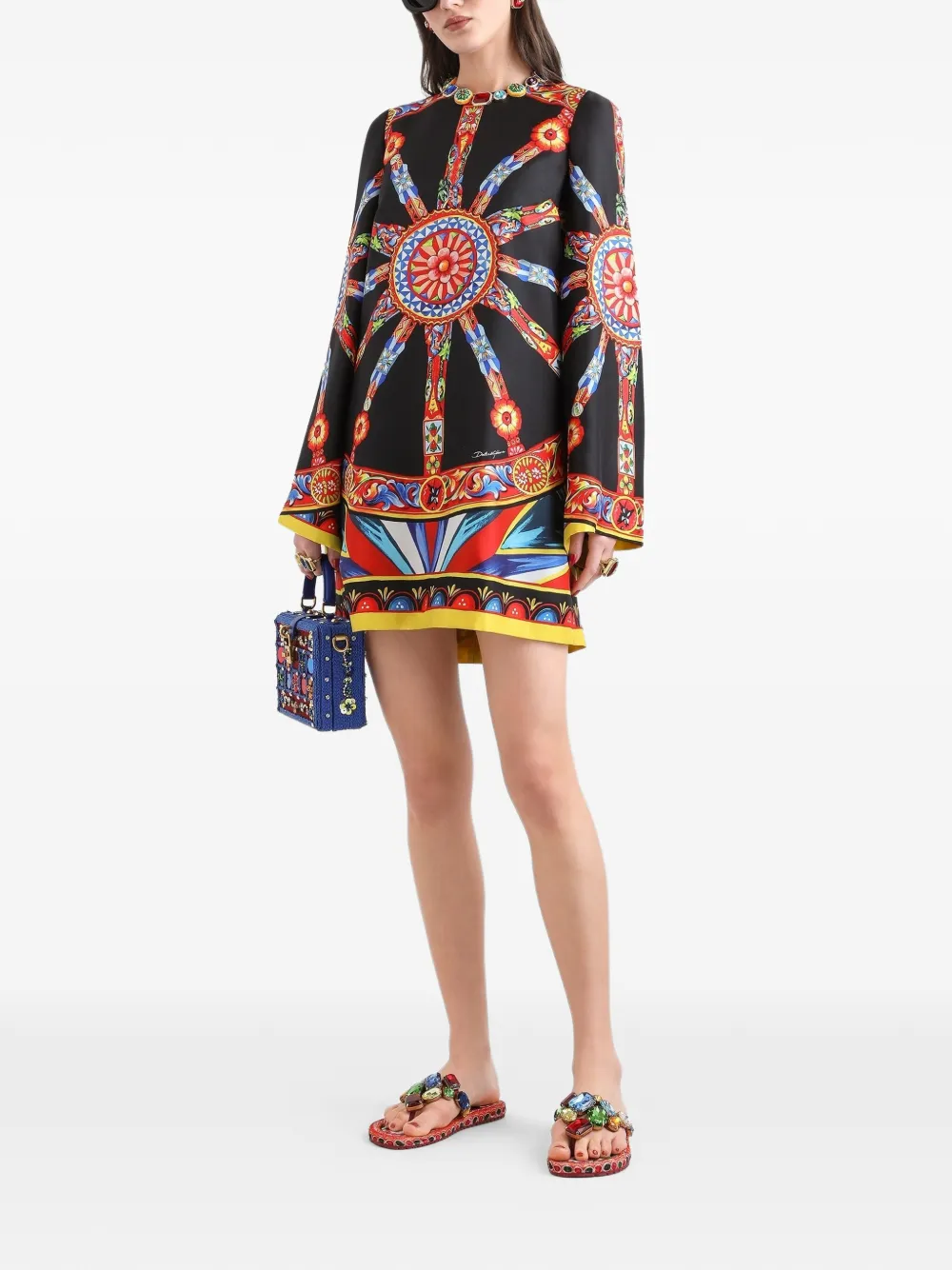 Dolce & Gabbana Twill jurk met print Zwart