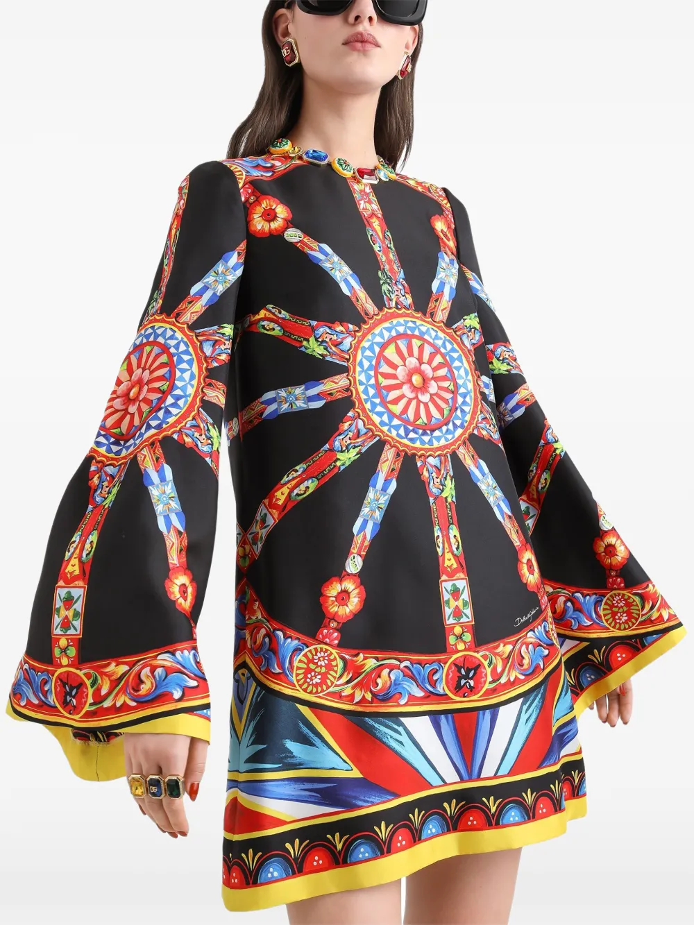 Dolce & Gabbana Twill jurk met print Zwart