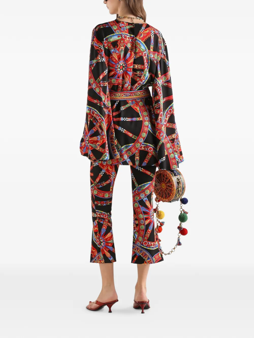 Dolce & Gabbana Charmeuse jurk met Carretto-print Zwart
