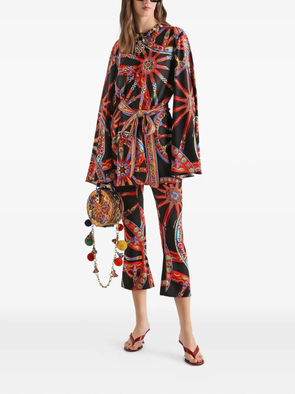 Dolce & Gabbana Charmeuse jurk met Carretto-print Zwart