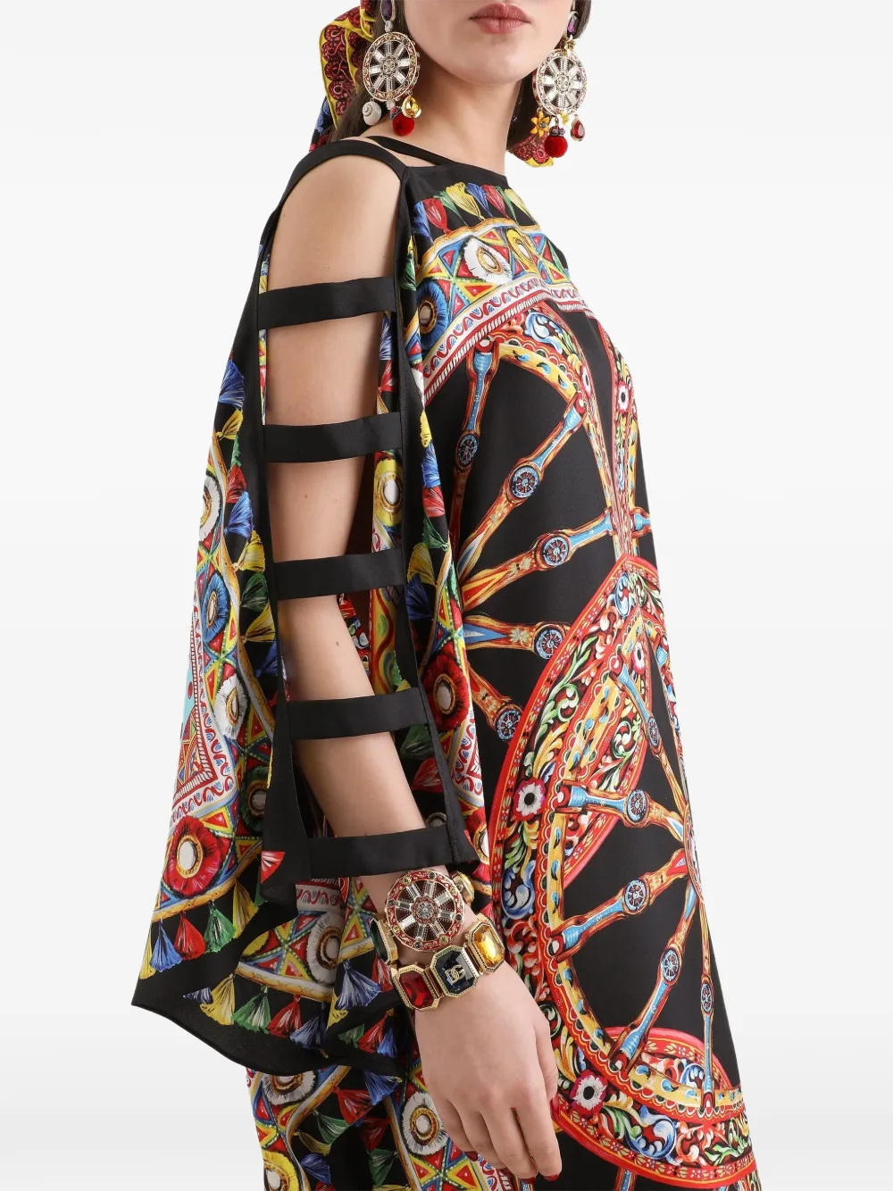 Dolce & Gabbana Twill tuniekjurk met Carretto-print Zwart