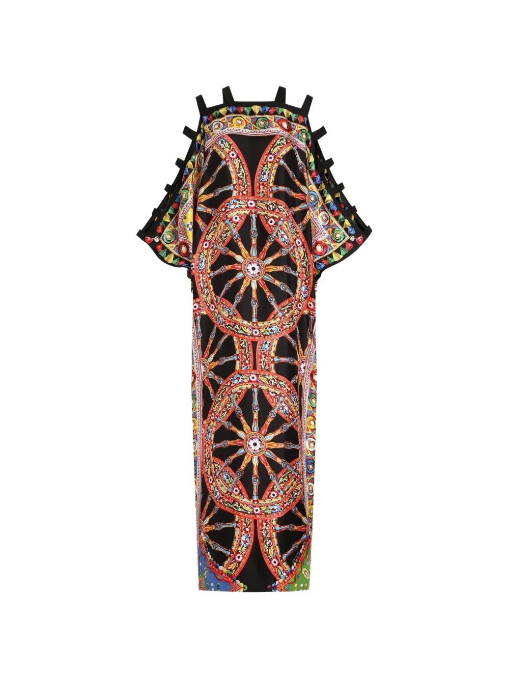 Dolce & Gabbana Caftano in twill con stampa Carretto - Nero