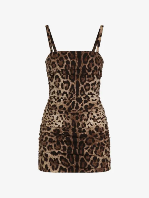 Dolce & Gabbana Charmeuse-Kleid mit Leo-Print