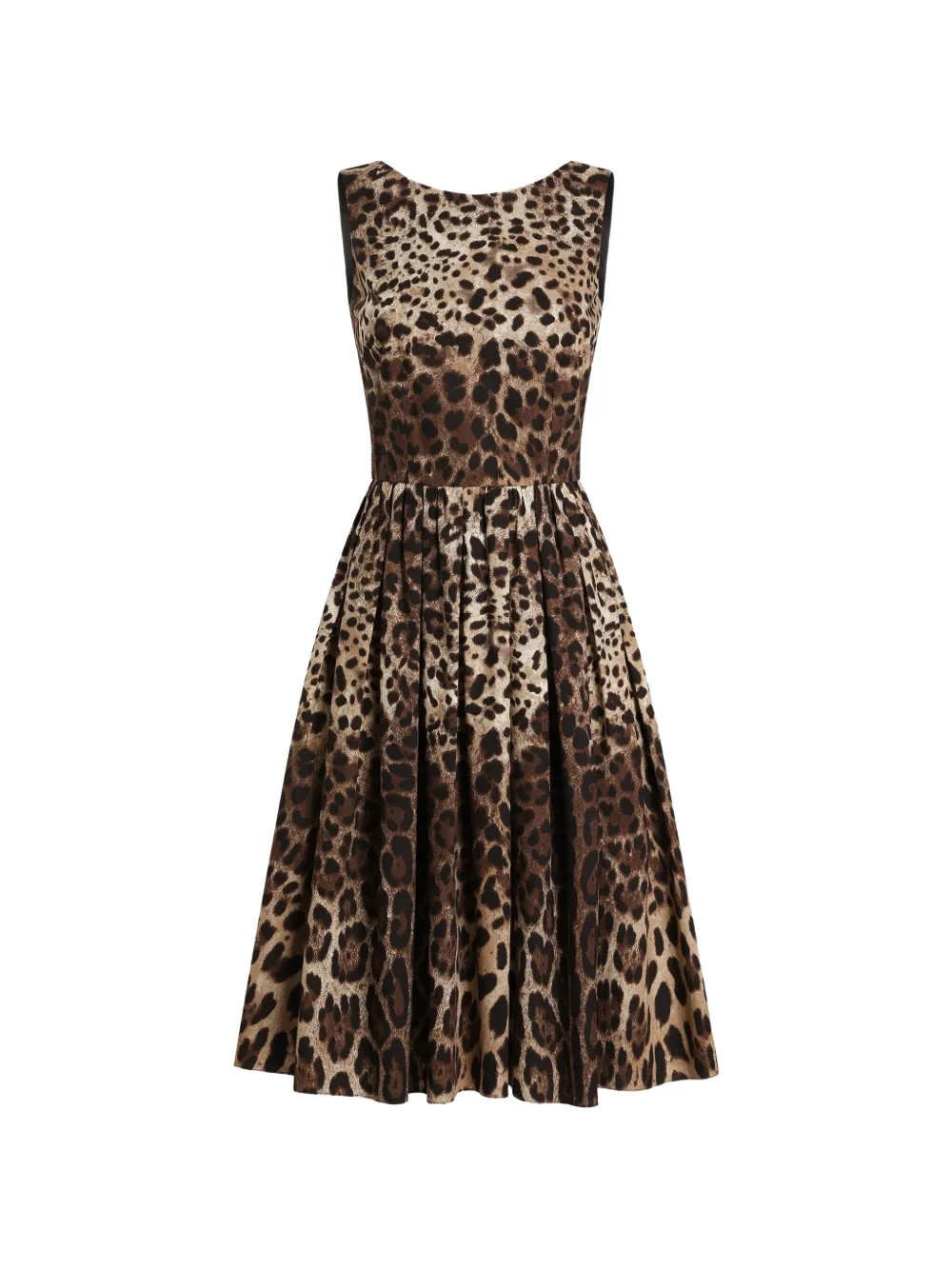 Dolce & Gabbana Katoenen popeline jurk met luipaard-print Beige