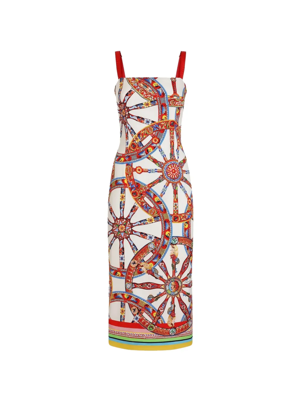Dolce & Gabbana Abito in charmeuse con stampa Carretto - Bianco