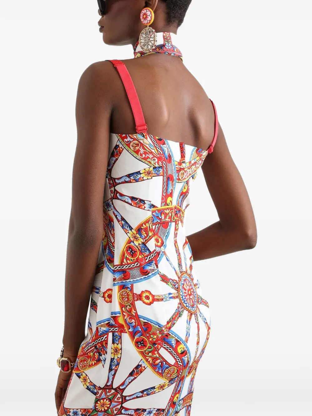 Dolce & Gabbana Charmeuse jurk met Carretto-print Wit