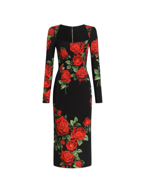 Dolce & Gabbana Midikleid mit Rosen-Print