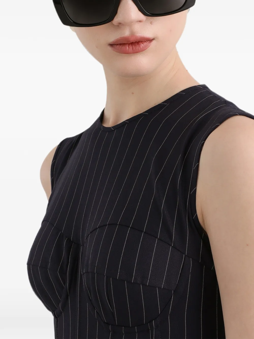 Dolce & Gabbana pinstripe wool sheath dress Blauw