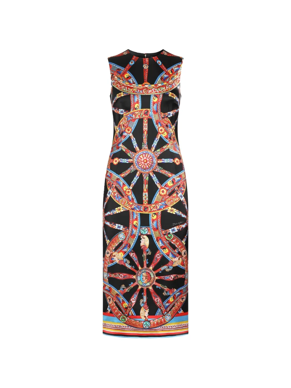 Dolce & Gabbana Abito in raso con stampa Carretto - Nero
