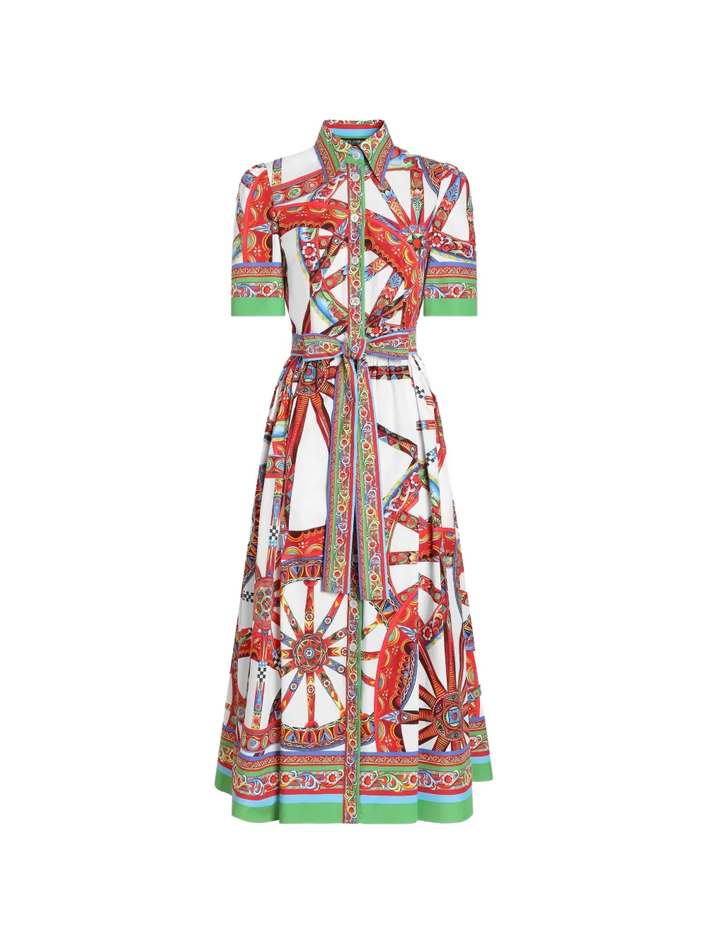 Dolce & Gabbana Abito in popeline con stampa Carretto - Bianco