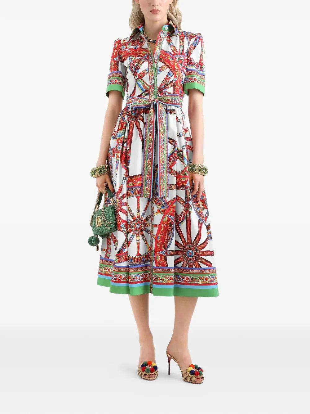 Dolce & Gabbana Popeline blousejurk met Carretto-print Wit