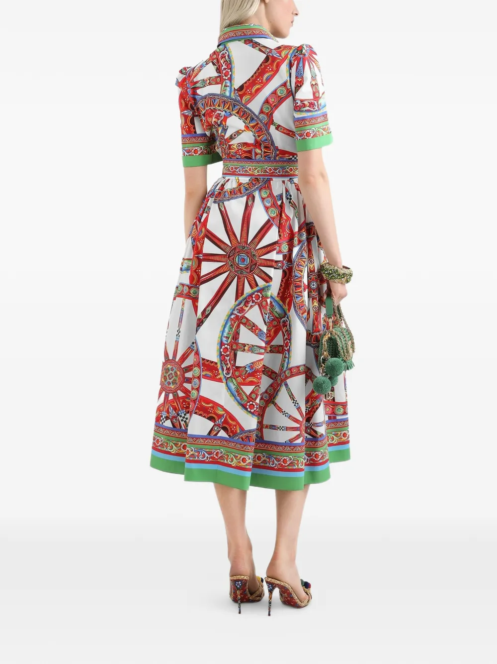 Dolce & Gabbana Popeline blousejurk met Carretto-print Wit