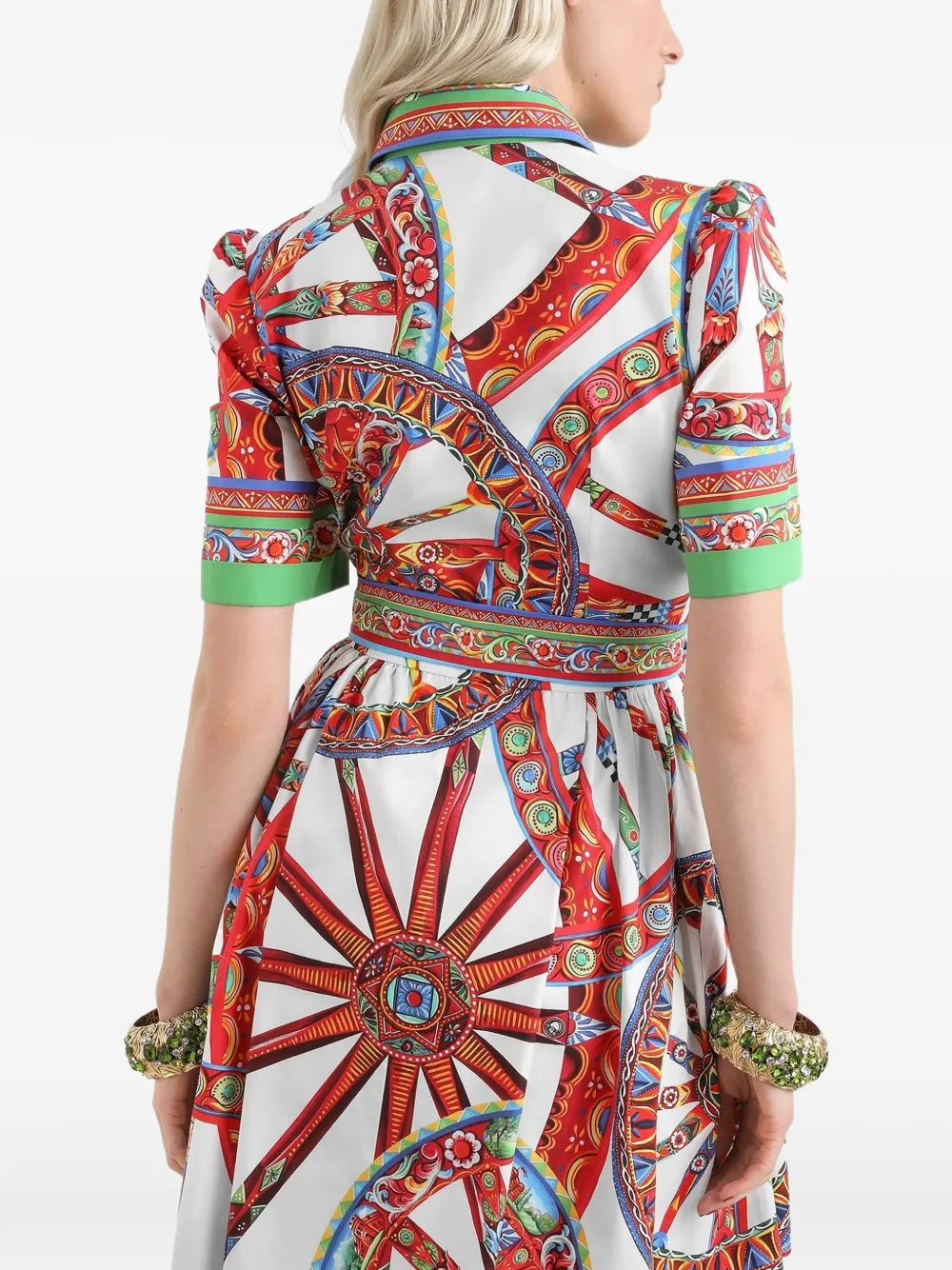 Dolce & Gabbana Popeline blousejurk met Carretto-print Wit
