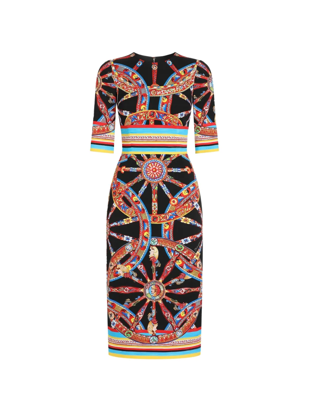 Dolce & Gabbana Charmeuse Kleid mit Carretto-Print - Schwarz