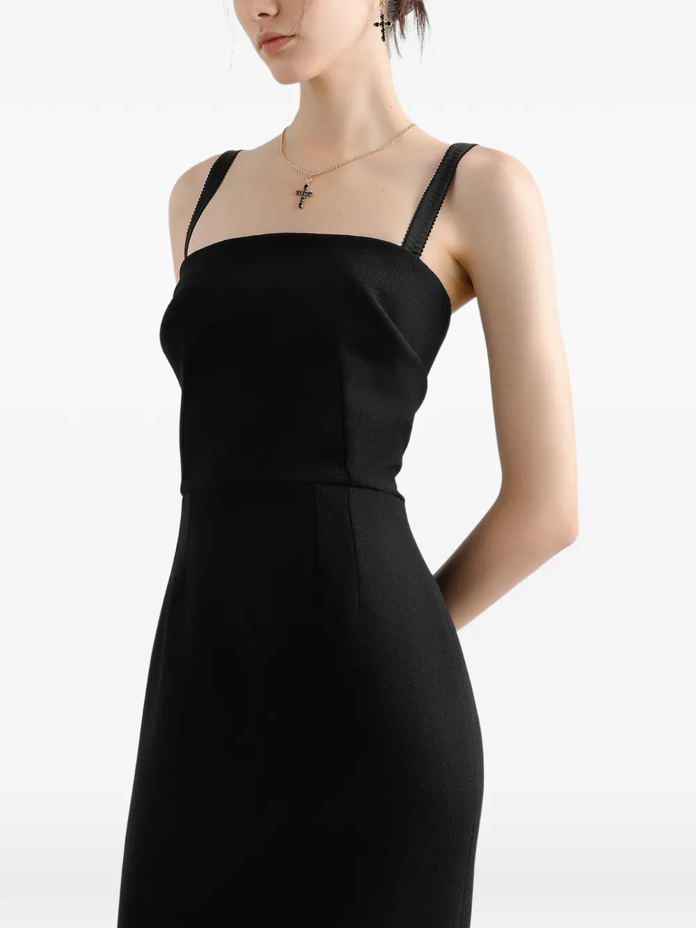 Dolce & Gabbana Wollen crêpe midi-jurk Zwart
