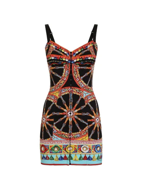 Dolce & Gabbana Carretto-print short charmeuse dress