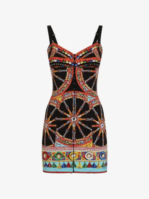 Dolce & Gabbana Carretto-print short charmeuse dress