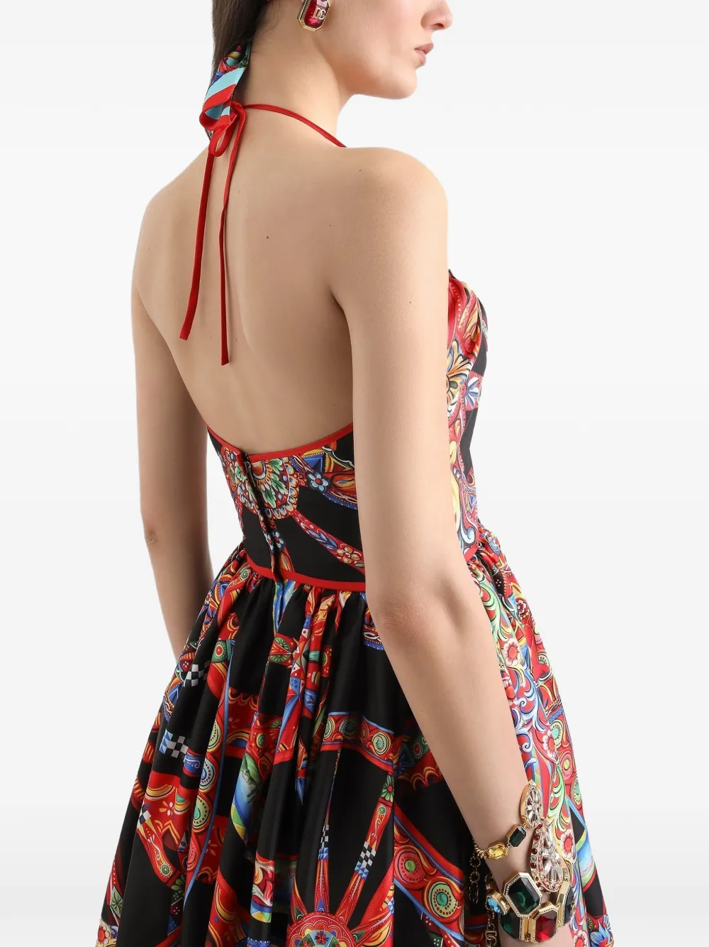 Dolce & Gabbana Zijden twill jurk met print Zwart