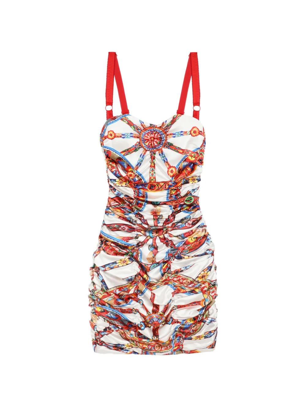 Dolce & Gabbana Carretto-print satin dress - White