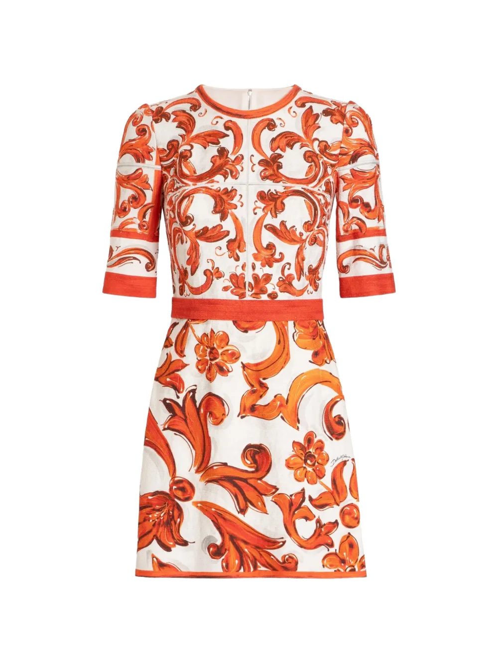 Dolce & Gabbana Abito corto con stampa maiolica - Bianco