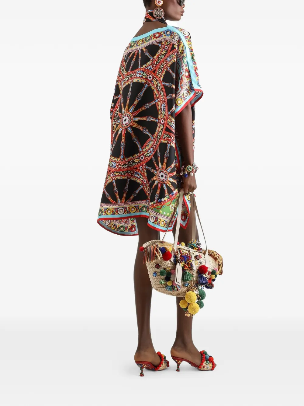 Dolce & Gabbana Twill tuniekjurk met Carretto-print Zwart