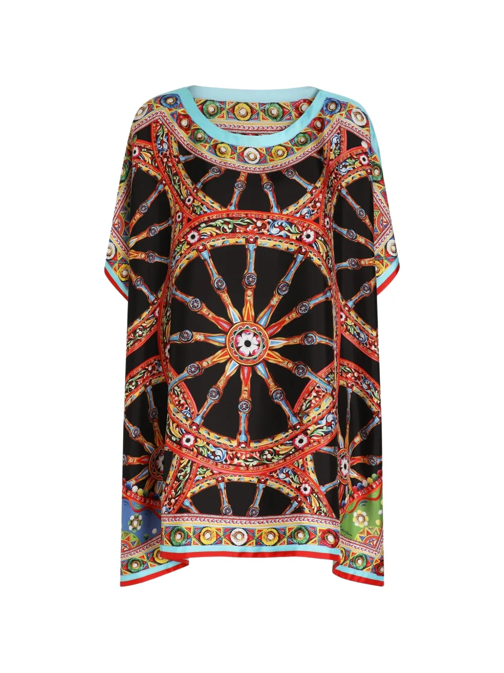 Dolce & Gabbana Caftano in twill con stampa Carretto - Nero