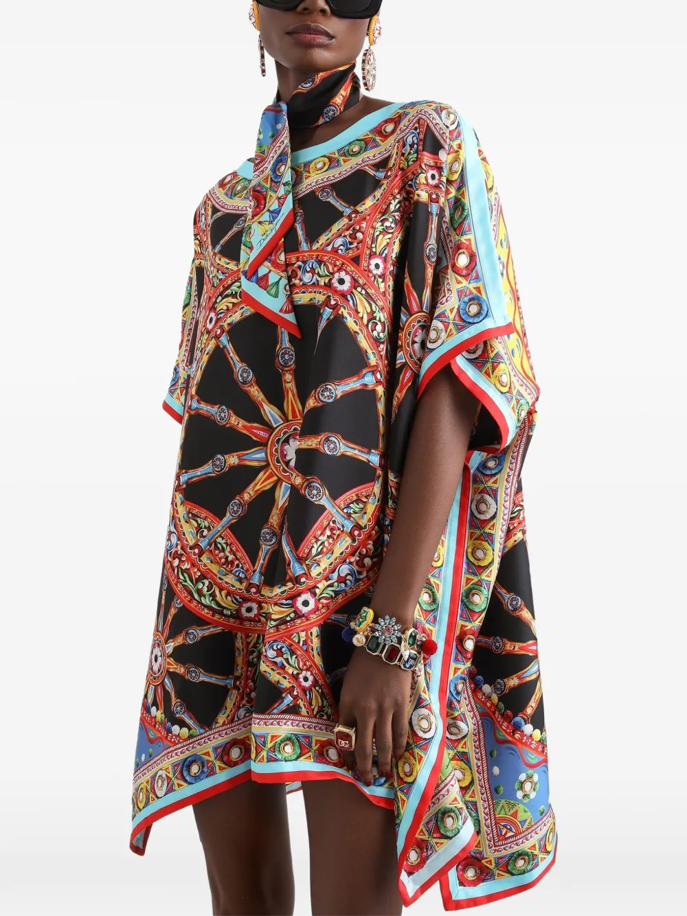 Dolce & Gabbana Twill tuniekjurk met Carretto-print Zwart