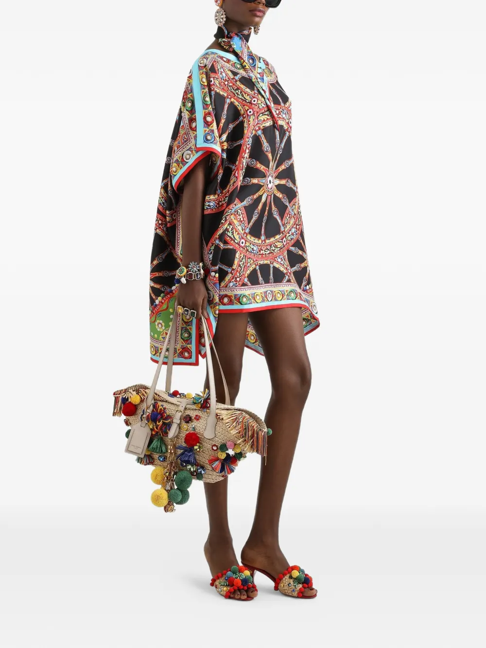 Dolce & Gabbana Twill tuniekjurk met Carretto-print Zwart
