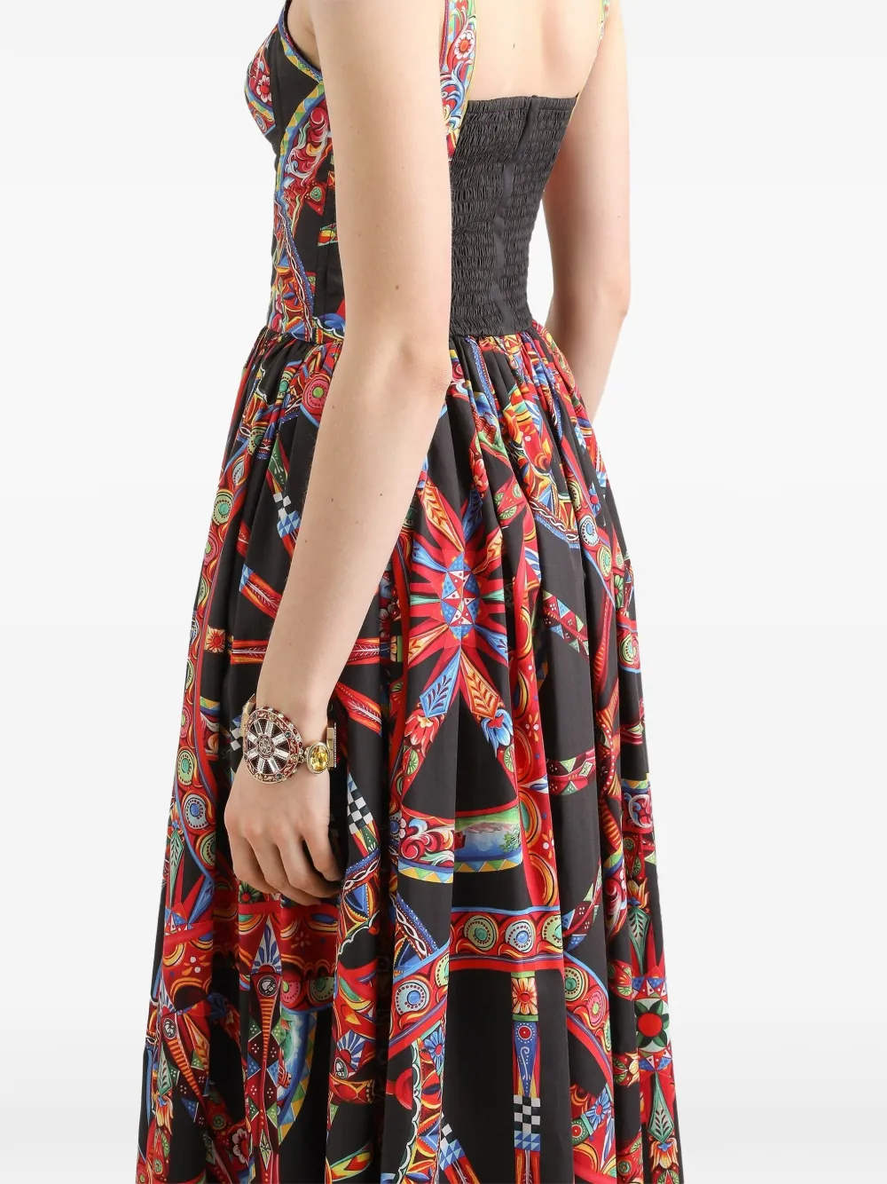 Dolce & Gabbana Popeline jurk met print Zwart